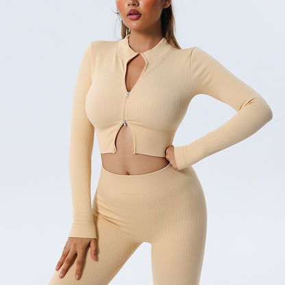 Mid-Zip - Collared Yoga Top Mid-Zipper & Yoga Shorts Set (7520691585112)
