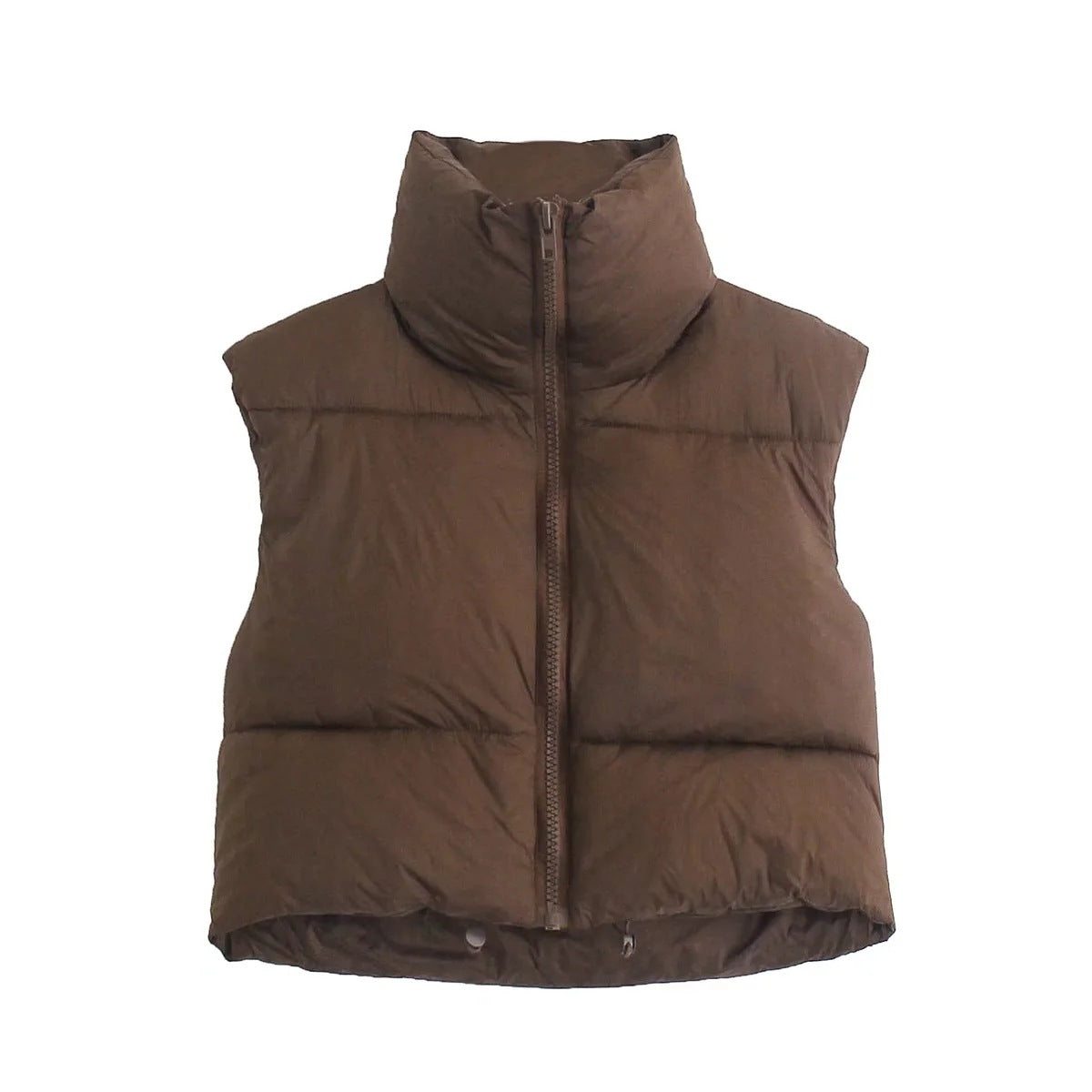Sleeveless Zipped Stand Collar - Cotton Padded Vest (7516615704664)