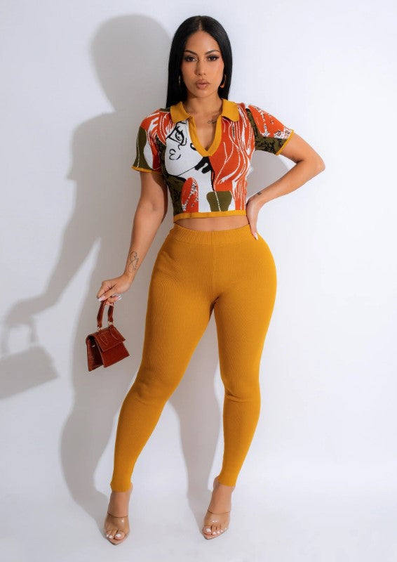 Cute Little Blouse - Graphic Printed Ribbed Collar Blouse (7518654103640)