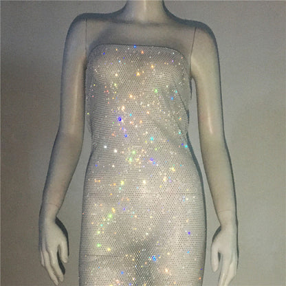 Mini Rhinestones Lace/Fishnet Dress