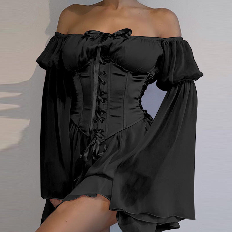 Chiffon Off-Shoulder Corset Two-Piece Dress