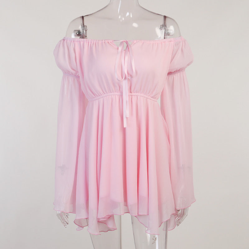 Chiffon Off-Shoulder Corset Two-Piece Dress