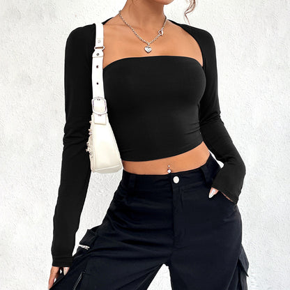 Long Sleeves Crop-Top Casual Yoga Top (7524754423896)