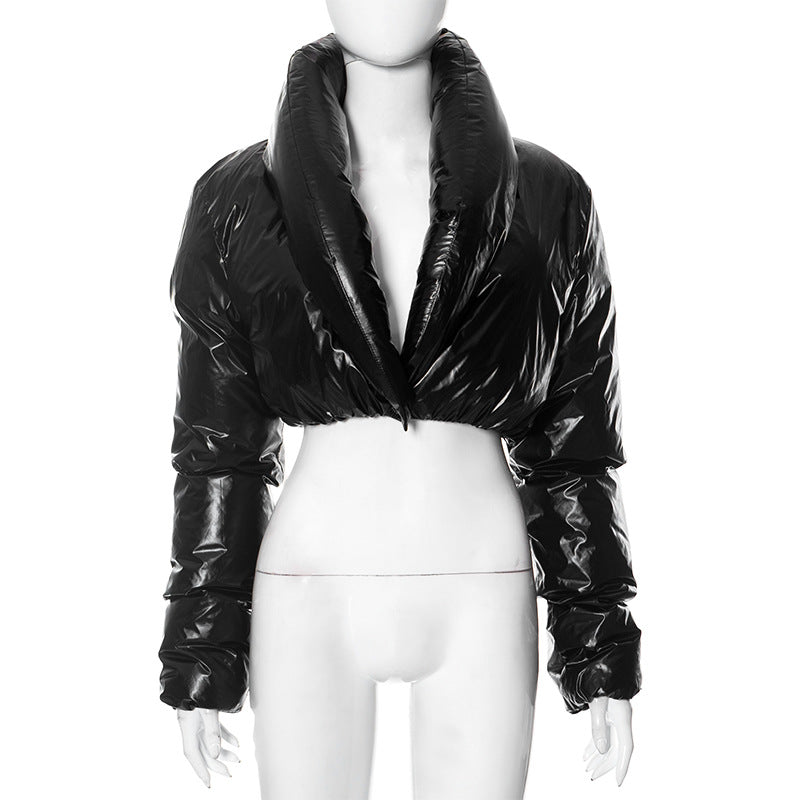 Locomotive Collar Faux Leather Long Sleeves Jacket (7524303175768)