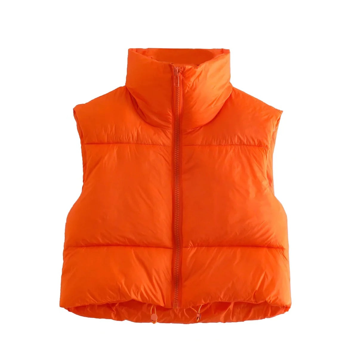 Sleeveless Zipped Stand Collar - Cotton Padded Vest (7516615704664)