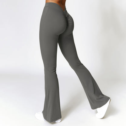 High-Waist V-Plunge -  Hip-Raise Bell-Bottom Yoga Pants (7520612253784)