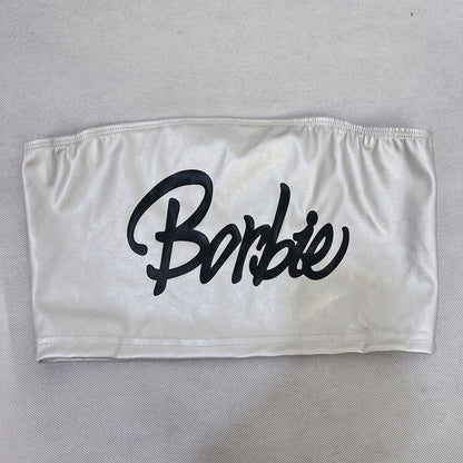 Borbie Barbie Faux Leather Printed Off-Shoulders Bandeau Top (7517938155608)
