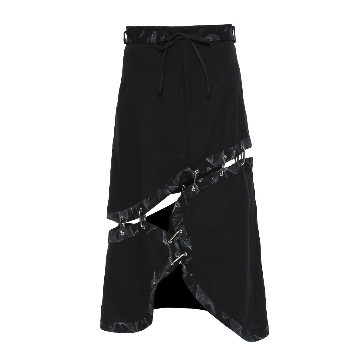 Printed Irregular Asymmetrical Stitching Detachable Skirt