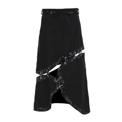 Printed Irregular Asymmetrical Stitching Detachable Skirt