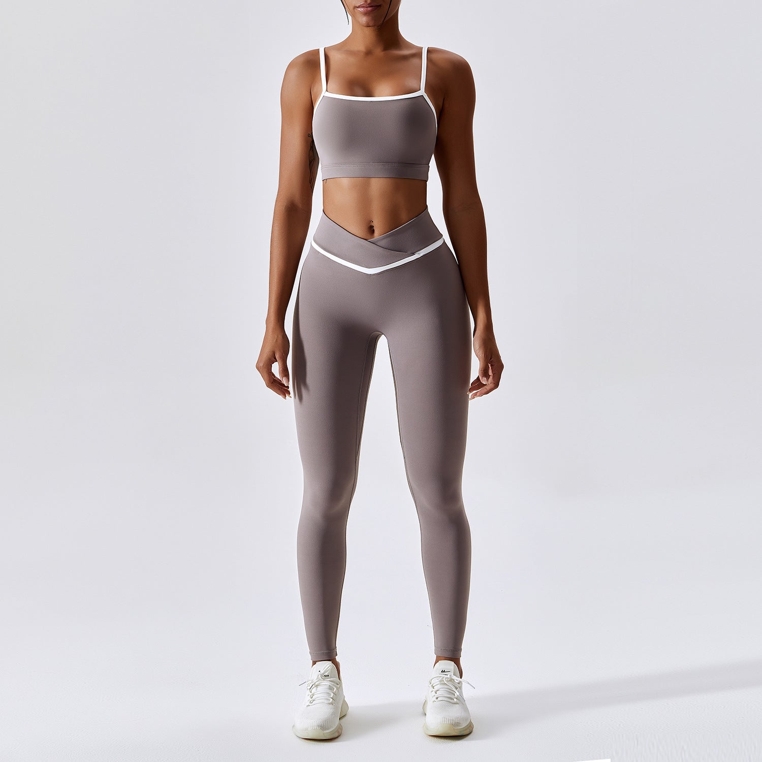 Patchwork High-Low Contrast Color - Yoga Two-Piece Set (7516856942680)