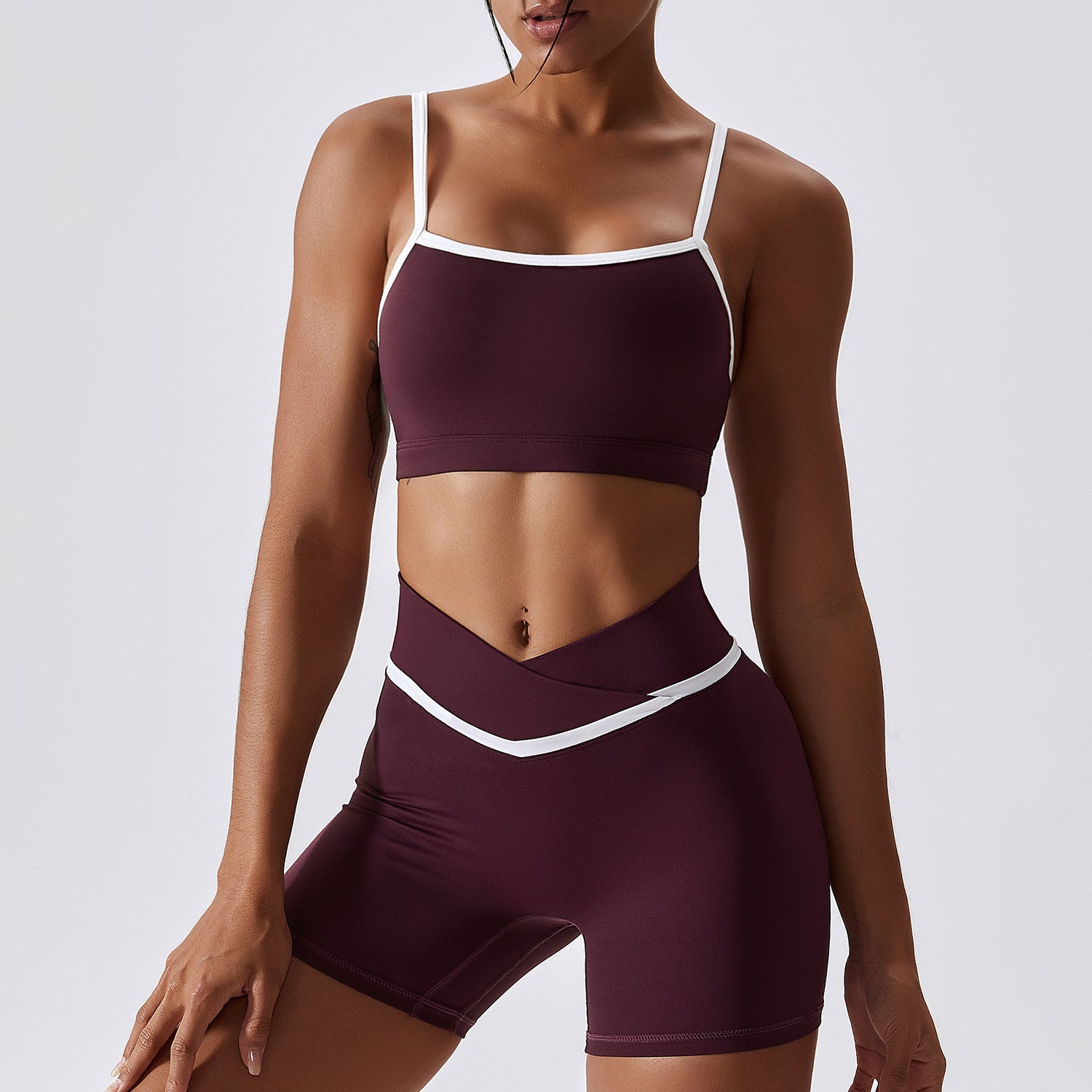 Patchwork High-Low Contrast Color - Yoga Two-Piece Set (7516856942680)