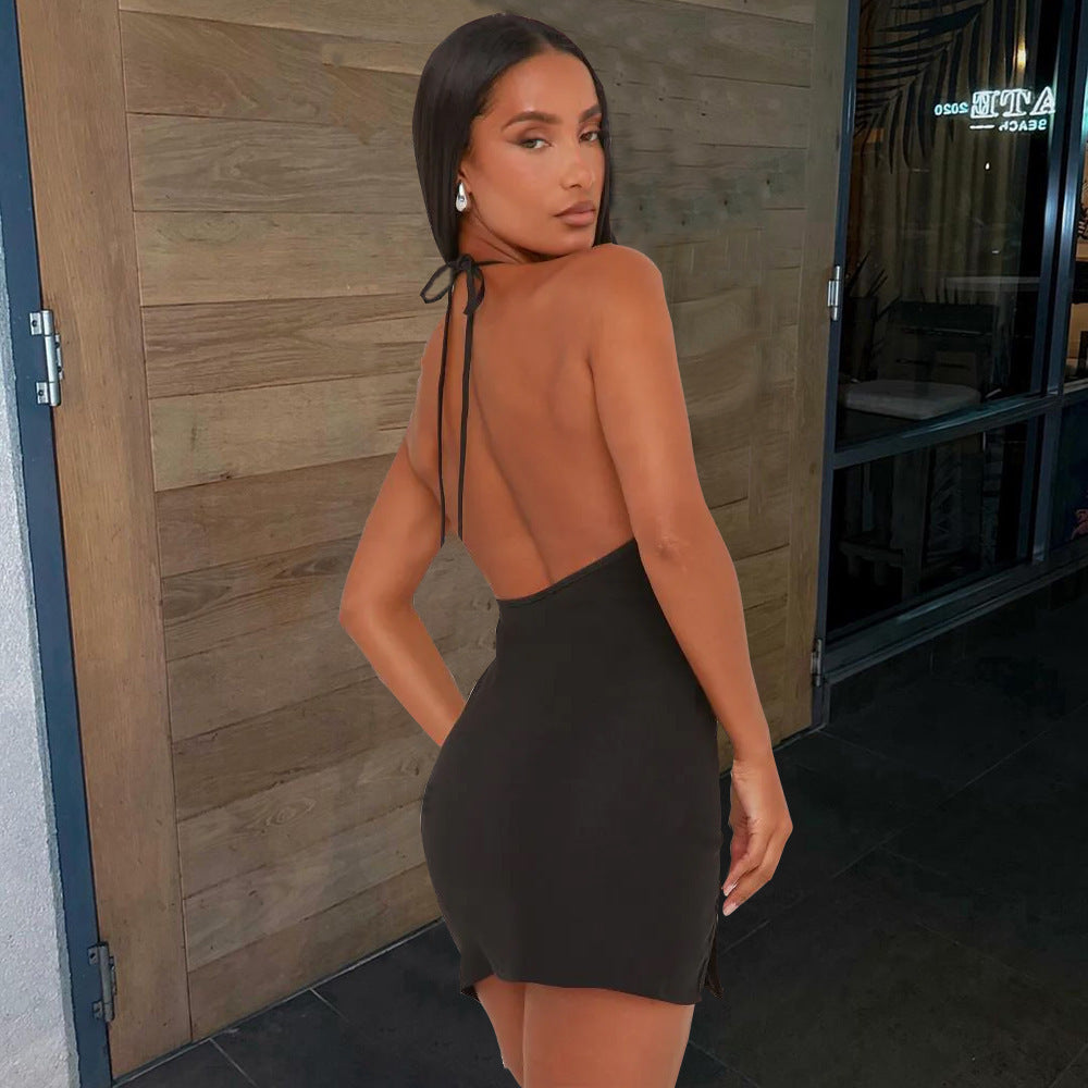 Backless Rhinestone Dress