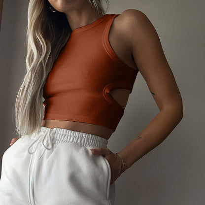 Hollow-Out Cut-Out Tank Top Crop-Top