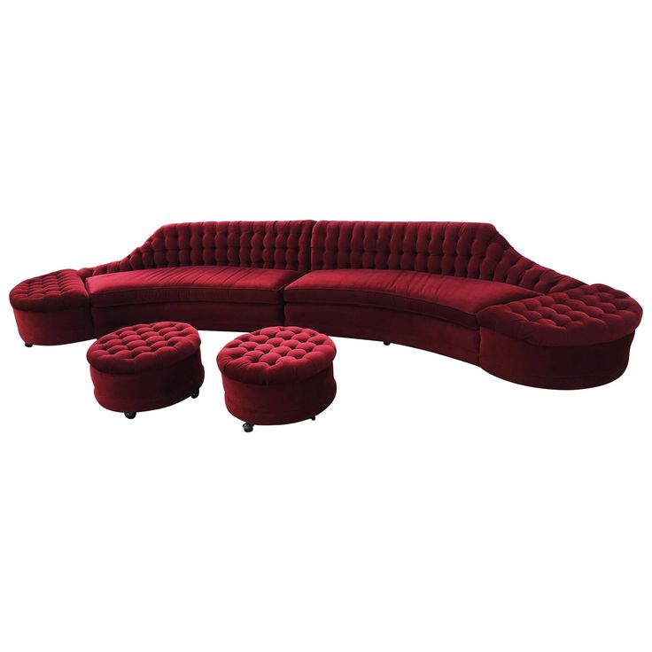 Hollywood Regency Tufted 2-Piece Curved Sectional Sofa