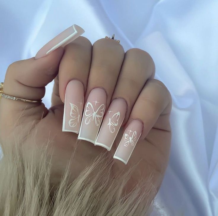 White Butterfly Nails