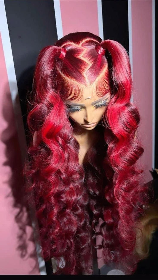 Red Zig Zag Wig