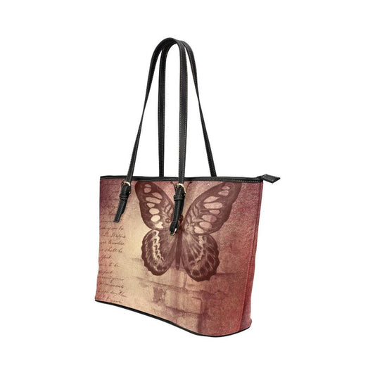 Butterfly Multi-Color - Large Leather Tote Bag Mauve (7484067053656)