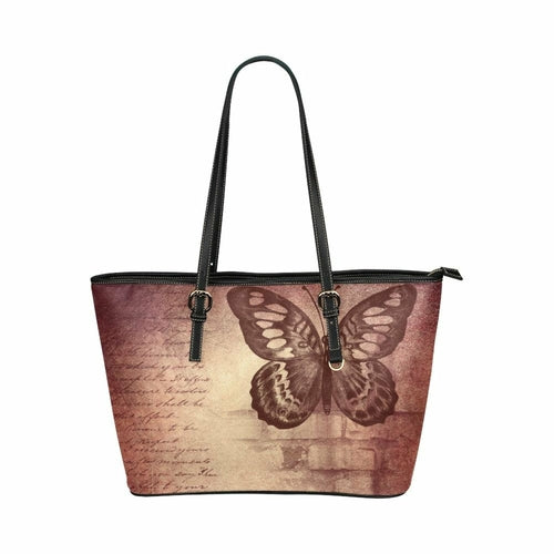 Butterfly Multi-Color - Large Leather Tote Bag Mauve (7484067053656)