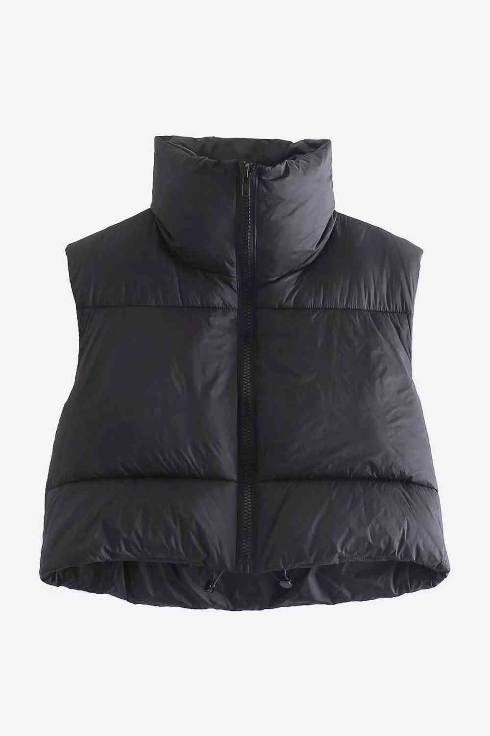 Gotta Have Drawstrings - Zip-Up Drawstring Puffer Vest (7484291907672)