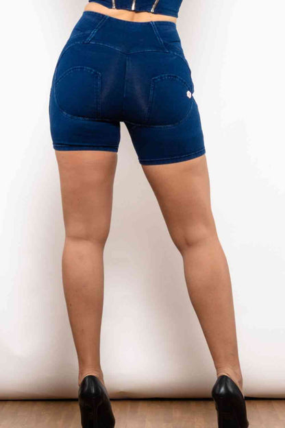 Apple/Mac Shorts - Full Size Side Stripe Zip Closure Denim Shorts (7486617944152)