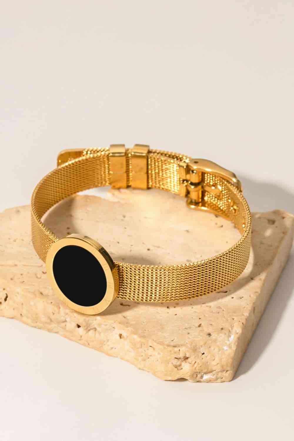 Black & Black & Gold - Gold-Plated Copper Wide Bracelet 18 Carats (7500203556952)