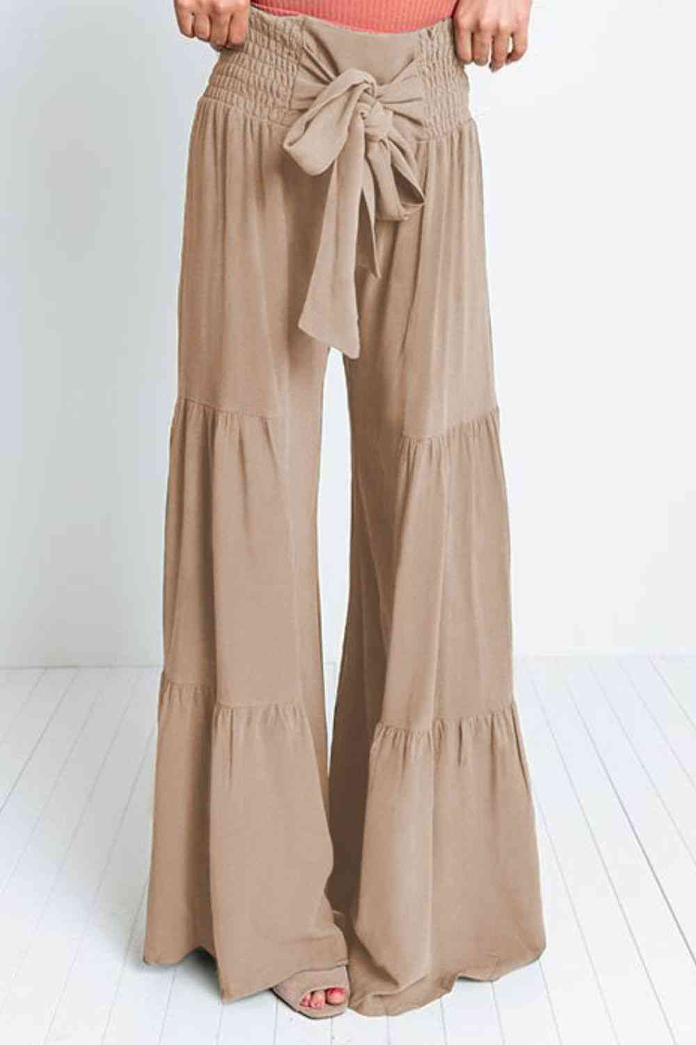Tiered - Tie Front Smocked Tiered Culottes (7507814875224)