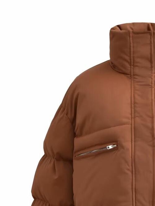 Snap & Zip - Closure Drawstrings Cropped Winter Coat (7484290072664)