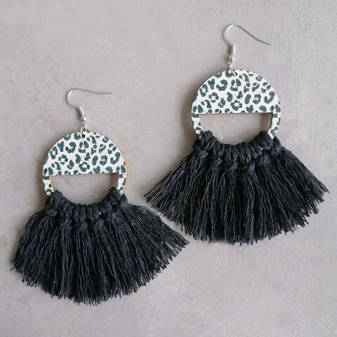 Leopard Tassel-Detail - Drop Earrings (7499298046040)