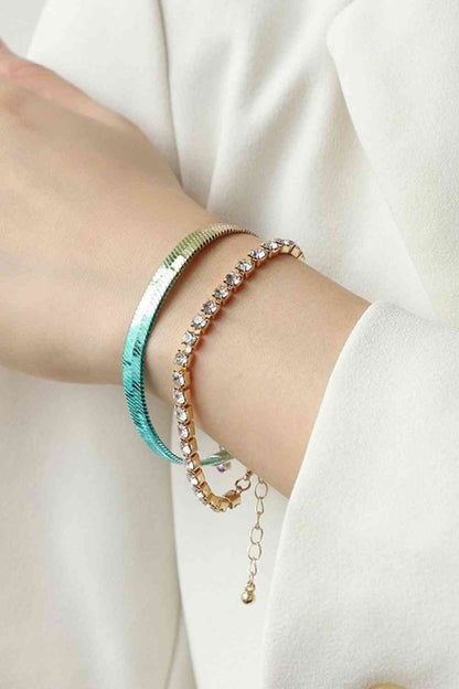 Herringbone - Gradient Chain Two-Piece Bracelet Set (7500203360344)