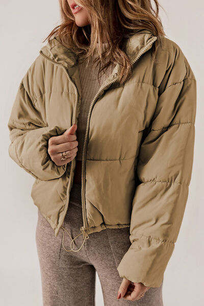 Long & Sleeves - Zip-Up Collared Neck Long Sleeves Coat (7484290531416)