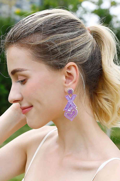 Random 2-Pair Heart & X-Shape Bead Dangle Earrings (7499324293208)