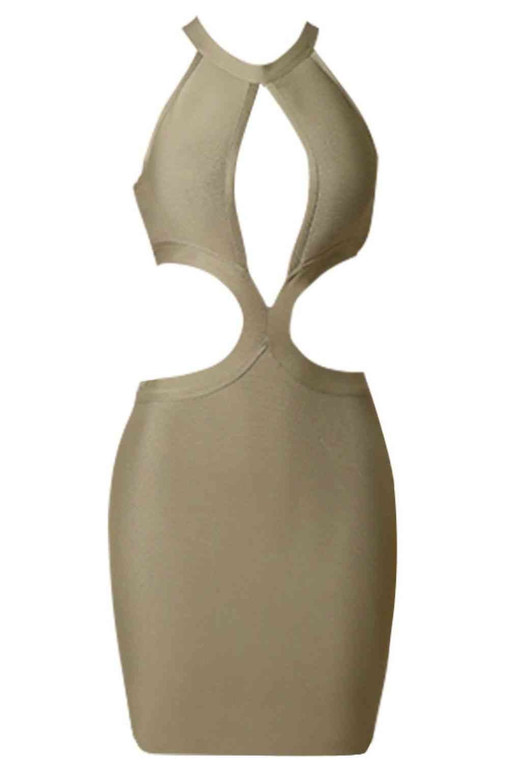 Grecian - Cut-Out Neck Sleeveless Dress (7516393111640)
