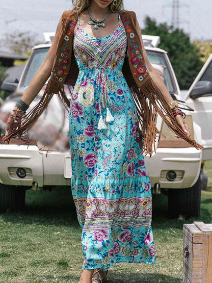 Printed Scoop Neck Sleeveless Maxi Dress (7515548221528)