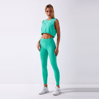Seamless Loose-Tight Sleeveless Top & Yoga Pants Set (7516863955032)