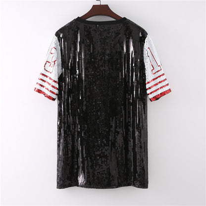 Short Sleeves 13 Hip-Hop Digital Sequins Dress