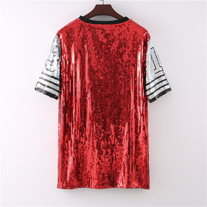 Short Sleeves 13 Hip-Hop Digital Sequins Dress