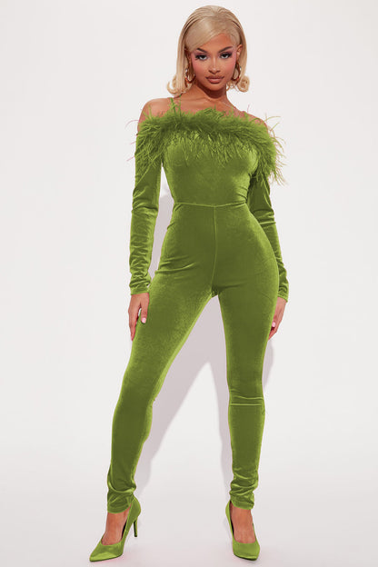 Velvet & Feather - Off-Shoulder Spaghetti Straps Slim-Fit Romper Bodysuit (7520612057176)