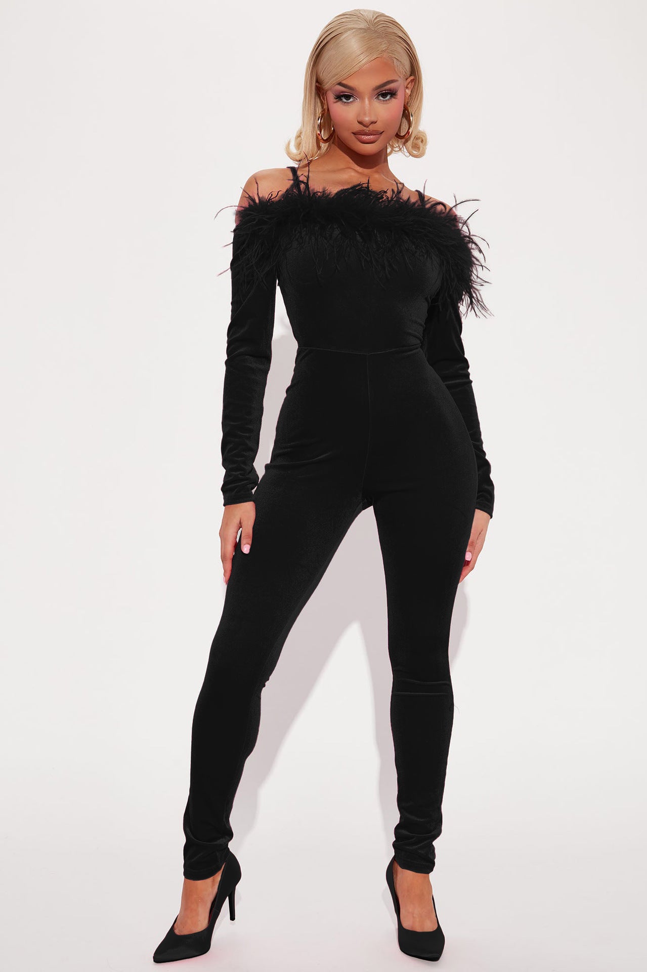 Velvet & Feather - Off-Shoulder Spaghetti Straps Slim-Fit Romper Bodysuit (7520612057176)