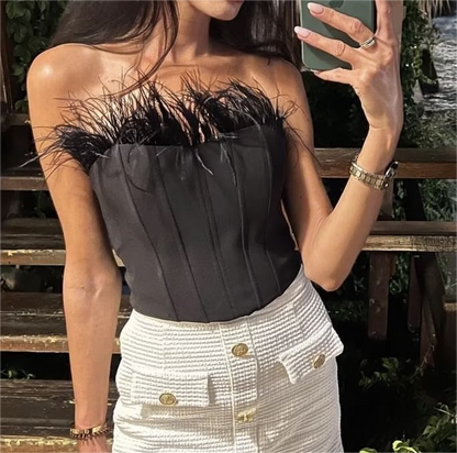 French Feathers - Corset Top (7518483578968)