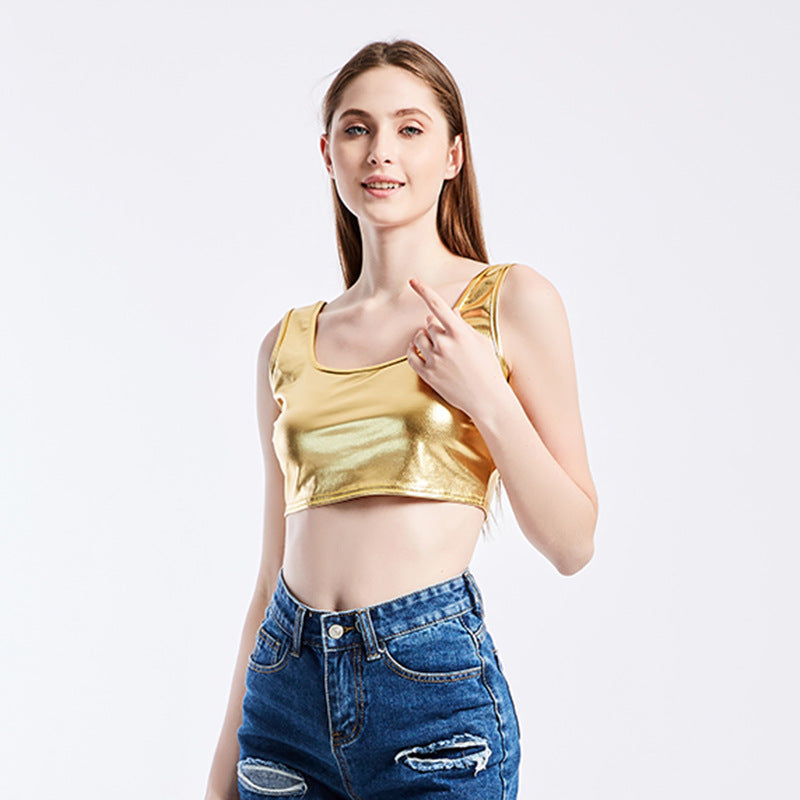 Bright Leather Crop-Top