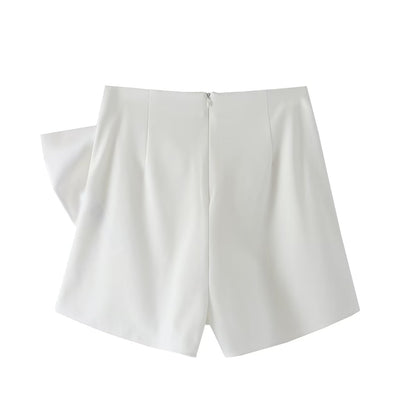 Bow A-Line Satin High-Waist Skort