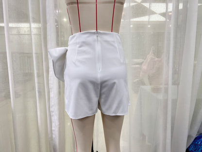 Bow A-Line Satin High-Waist Skort