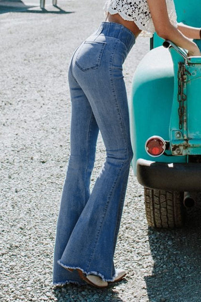 Elastic Flared Denim Jeans