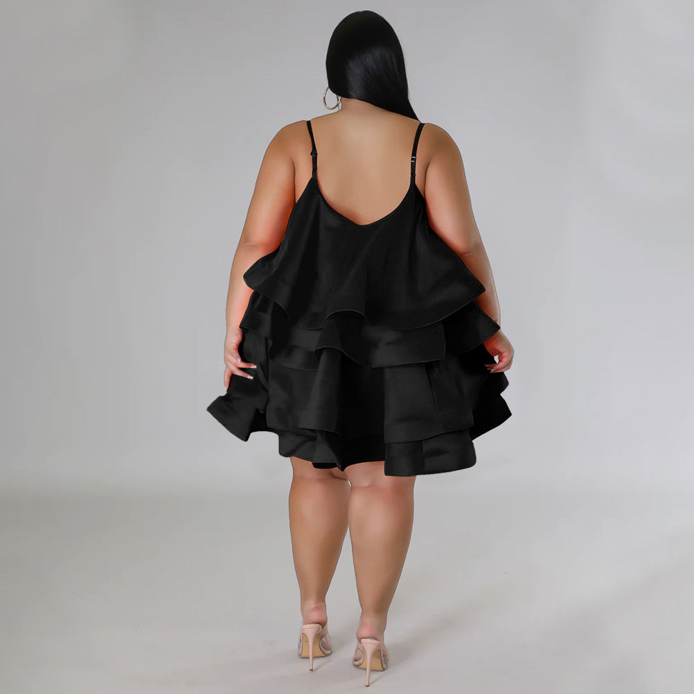 Sleeveless Ruffled Adjustable Shoulder Straps - Dress (7516663218264)