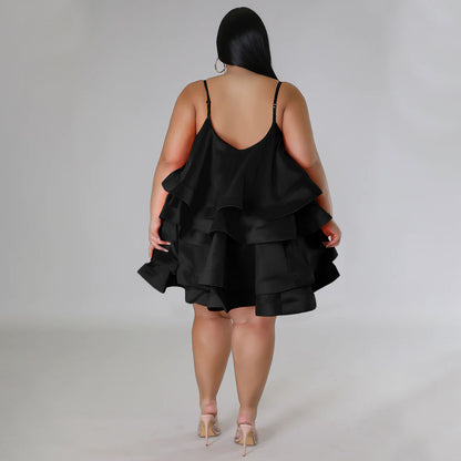 Sleeveless Ruffled Adjustable Shoulder Straps - Dress (7516663218264)