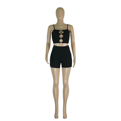 Thread - Hollow-Out Camisole High-Waist Shorts & Top Two-Piece Set (7524277682264)