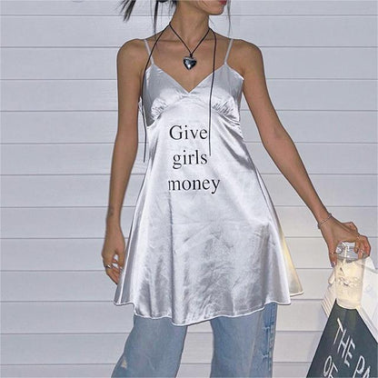 GIVE GIRLS MONEY Satin Blouse Dress