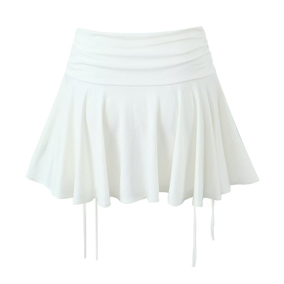 Lace-Up Low-Waist Pleated Side Skirt