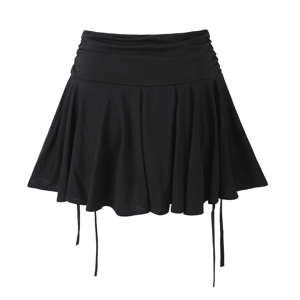 Lace-Up Low-Waist Pleated Side Skirt
