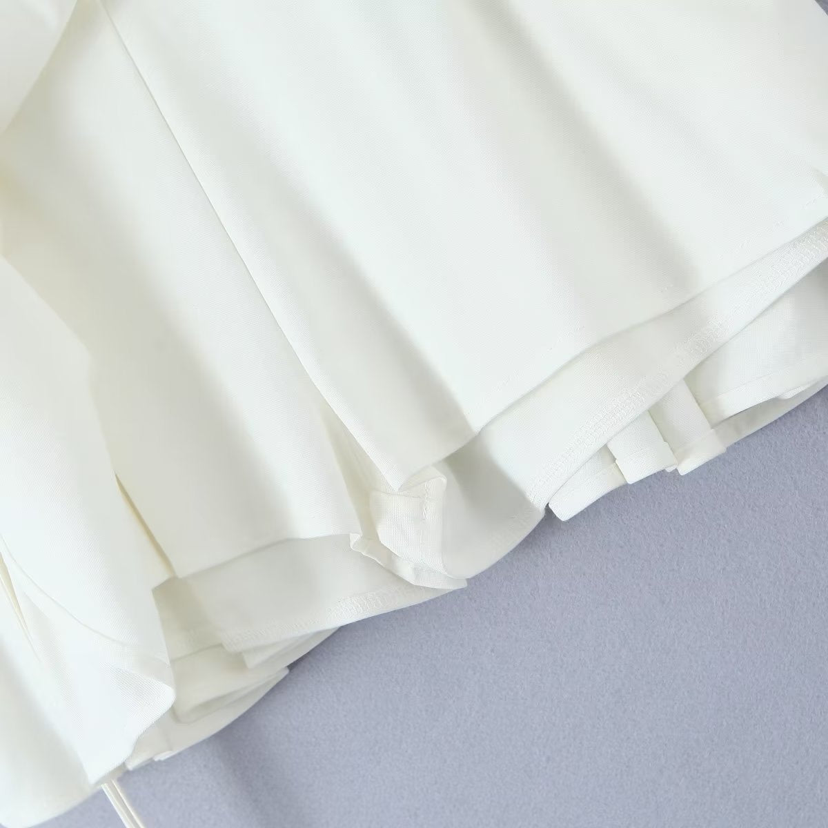 Lace-Up Low-Waist Pleated Side Skirt